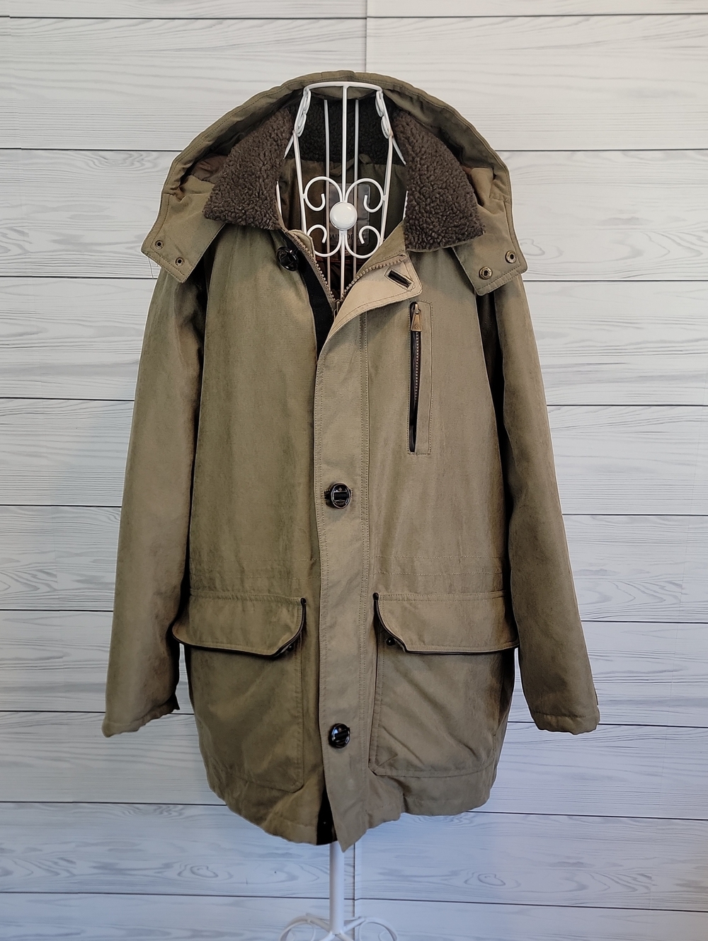 RAINFOREST Herirage Parka Tan Military Field Coat w/ Sherpa Collar Mens Size XL